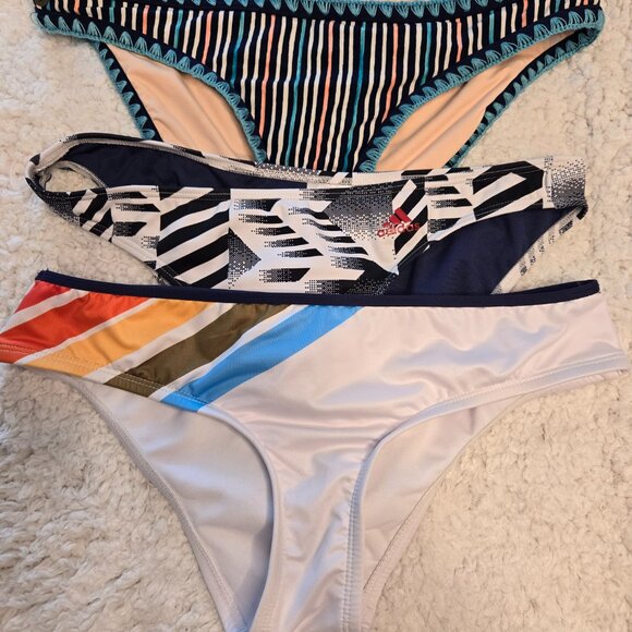 BIKINI BUNDLE-3 BIKINI BOTTOMS-1 PRICE-ADIDAS. HOBE, AND SPERRY BRAND-LIKE NEW! - Picture 1 of 16